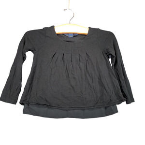 Polo Ralph Lauren Girls Pleated Top Toddler Black 4/4T Long Sleeve Overlay Hem